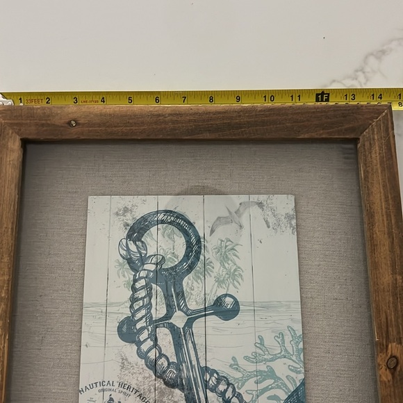 NEW Coastal Anchor Framed Print | 17” x 14” | Nautical Colors Aqua & Gray-Beige - Picture 5 of 7